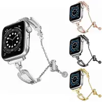 在飛比找Yahoo!奇摩拍賣優惠-手錶帶 適用iWatch8表帶 金屬蘋果表帶 馬蹄U形鑲鉆手