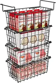 KIKIBRO Stackable Freezer Organizer - Expandable Bin*1 + Stackable Bins*3 for Chest & Upright Freezers