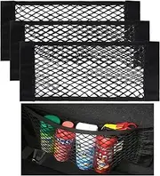 Nutabevr Pack of 4 Strong Elasticity Net Boot Net Bag Car, 40 x 25 cm Luggage Net Extended, Elastic Edge Holds Loads Firm, Car Storage Net, Universal, for Universal Car/SUV Made of Nylon