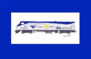 Amtrak P42DC 50th Anniversay Phase V 11"x17" Matted Print Andy Fletcher signed