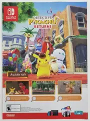Detective Pikachu Returns Nintendo Switch Print Ad Artwork Poster Promo Wall Art