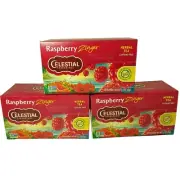 3- Boxes Celestial Seasonings Raspberry Zinger Herbal Tea 20 Bags Each 1.6oz