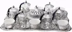 Otantik Home Ottoman Design Traditional Turkish 45 Piece Tea/Coffee Set (Silver)