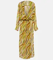 [Christopher Esber] Christopher Esber Printed silk shirt dress AU 8 multicoloured