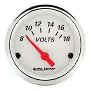 Autometer Arctic White Voltmeter Electric - 2 1/16 Inch, Short Sweep, 8 - 18V, AU1391