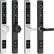 Slim Smart Door Lock TTLock Fingerprint IC Card Code Smart Electronic Door Lock Sliding Aluminum Door Locks (Color : Black3585-long)