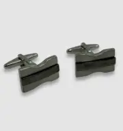 $41 Kenneth Cole Men's Gray Gunmetal Bowtie Wrist Cuff Links