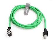 M12 Right Angle D-Code 4 Pin Male to RJ45 Connector Ethernet Cable High Flex Cat5e Shielded Waterproof Network Cable for Industrial Camera Sensor Green (5m)