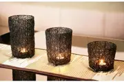 Wired Mesh Tealight Black Candle Holders - Set of 3