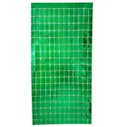 Laser Glitter Square Foil Fringe Curtain - Green