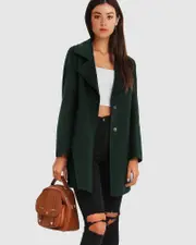 [Belle & Bloom] Ex-Boyfriend Wool Blend Oversized Jacket - Dark Green