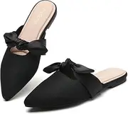 [Tilocow] Knit Mules for Woman Pointed Toe Flats Bow Mules Slip On Slides Flats Shoes Women Dressy Comfortable