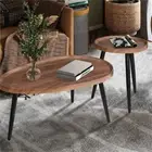 2X Vintage Nesting Coffee Table Stacking Center Table Side Table Living Room AU
