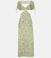 [Agua by Agua Bendita] Agua by Agua Bendita Cielo Honeysuckle floral linen maxi dress UK 12 green