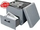 Folding Storage Ottoman Grey 40x40cm Footstool Cube Seat Box with Drawer