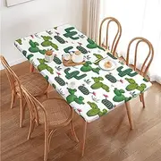 Cactus Tropical Succulent Rectangular Tablecloth Table Cover for 4 Foot Tables, Waterproof Fitted Elastic Edged Table Cloth for Indoor Outdoor Party Wedding Picnic Patio, 4 Ft/48x30 inch