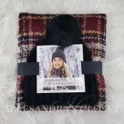 Emanuel Geraldo Hat Beanie & Scarf Set Black Red Plaid Fringe Gift Outdoor!