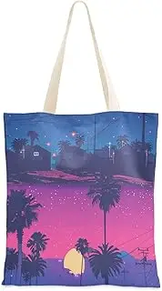 [Yoogain] customizable Memphis Style Alena Aenami Canvas Tote Bag Memphis Style Alena Aenami Canvas Bags For Women for Daily Use Canvas Shopping Tote Bags, Memphis Style Alena Aenami, 1 size