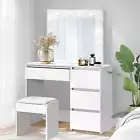 Dressing Table Makeup Vanity Set with Mirror Hollywood Desk Stool Set Organizer