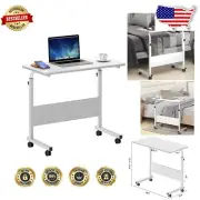 Versatile Mobile Laptop Table - Adjustable 31.5in Desk with Wheels, White Finish