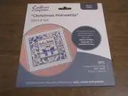 CRAFTERS COMPANION CHRISTMAS POINSETTIA STENCIL SET LARGE SIZE