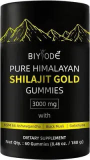 FIME Pure Himalayan Shilajit Gummies Gold - 60 Count - Lab Tested Shilajit Gu...