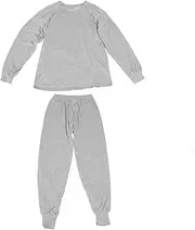 [BROLEO] Men Thermal Underwear Set, Elastic Waist Keep Warm Fitting Long Sleeves Round Collar Soft Fabric Men Thermal Base Layer Set for Winter Wear (L) Light Gray, Light Gray, Large