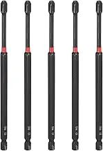 uxcell 5pcs #3 Phillips Impact Screwdriver Bit PH3 1/4" Hex Shank 6" (150mm) Long Magnetic Cross Head Drill Bits S2 Steel Industrial Screw Driver for Impact Power Drivers, Black/Red