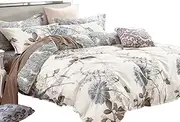 [Swanson Beddings] Daisy Silhouette Reversible Floral Print 3-Piece 100% Cotton Bedding Set: Duvet Cover and Two Pillow Shams (California King) (Comforter NOT Included)