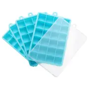 4pcs Ice Cube Tray with Lids, Silicone Square Ice Molds for Freezer, Light Blue