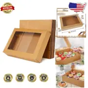 10-Pack Bakery Boxes with PVC Window - Perfect for Cakes and Cookies 19x14x4