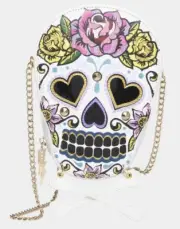 Betsey Johnson Kitsch Rose N Bones Skull Crossbody Bag NEW