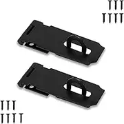 2 Pcs 4 Inch Door Hasp Latch Lock, Stainless Steel Padlock Latch, Door Hasp Lock for Gates, Cabinet, Drawer, Outdoor Doors, Mounting Screws Included(Black)