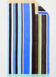 SUNSIDE Stripey Cotton Velour BEACH Towel in Multi Blue by SHERIDAN RRP $75