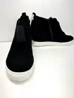 Steve Madden Women's Wedge Sneakers Faux Suede Side Zip Black Size 10 New in Box