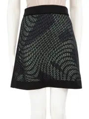 Black & Green Wool Mini Knit Skirt