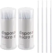 200pcs Micro Brushes, Precision Microswabs for Eyelash Extensions Lash Mascara Applicators Makeup and Personal Care(White with Case)