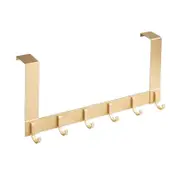 Lertenys Door Coat Hook With 6 Aluminium Clothes Hooks 35-45mm Thick Door Punch-free-20cm-gold