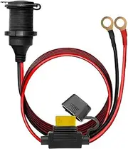 Car Cigarette Lighter Extension Cable, 100cm Length, Ring Terminal Connectors, Fused Power Cord