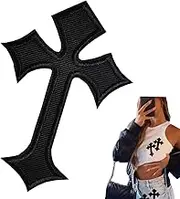 10 Pcs Cross Embroidered Applique Decorative Iron on Clothing Embroidered Patches Cross Medieval Gothic Sew On/Iron On Patches Appliques for Clothes Dress Hat Jeans Repair DIY Accessories