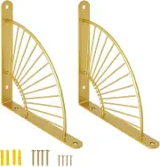 2 Pack Gold Shelf Brackets Wall Mounted Heavy Duty Metal Floating Shelf Bracket