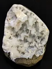 Stilbite bleads on coral chalcedony matrix mineral in natural geode specimen