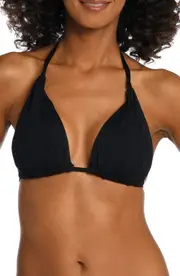 La Blanca Island Goddess Halter Bikini Top in Black at Nordstrom, Size 14