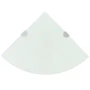 Corner Shelf with Chrome Supports Glass White 25x25 cm