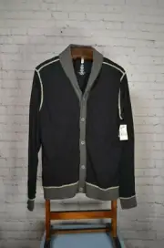 Hause of Howe "Creative Workspace Cotton Cardigan Sweater Black Gray Men Large L