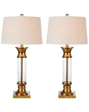 JONATHAN Y Designs Set of 2 Hunter 32in Metal & Glass Table Lamps