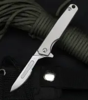 TC4 Titanium Utility Knife Scalpel Blade Pocket Liner Foldable Keychain EDC Tool