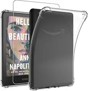 Case for Kindle Paperwhite 2024 12th Gen/Paperwhite/Colorsoft Signature Edition 2024 7 inch + Screen Protector, Electro-weideworld Shockproof Scratch Resistant Soft TPU Bumper Protective Cover,Clear