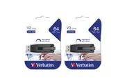 2PK Verbatim Store'n'Go V3 USB 3.0 Stick Flash Drive 64GB Storage f Laptop PC Gr