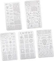BIUDECO Manicure Kit 5pcs Halloween Nail Templates Nail Stamps for Press on Nails and Gel